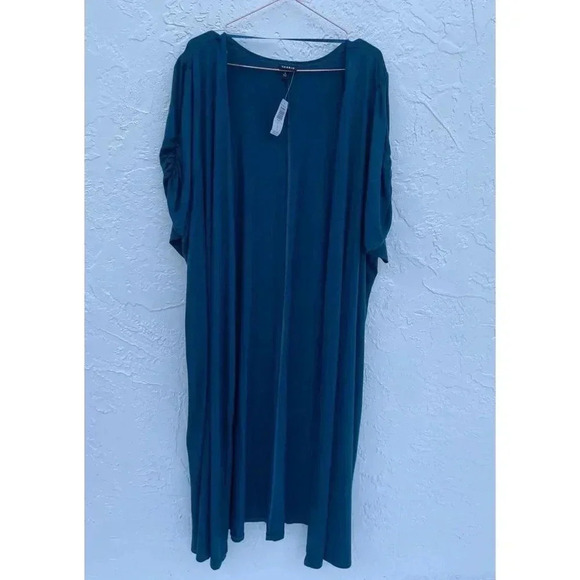 Torrid Womens Short Sleeve Open Front Fitflare Duster Cardigan Sweater Blue 6 - Picture 11 of 11